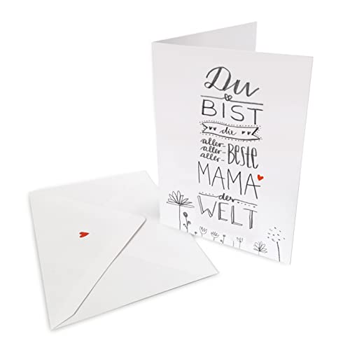 Muttertagskarte - Glückwunschkarte für die beste Mama der Welt - Grußkarte oder Dankeschön Karte zu Muttertag, Geburtstag, Klappkarte mit Leinenstruktur inkl. Umschlag Muttertagskarte - Glückwunschkarte für die beste Mama der Welt - Grußkarte oder Dankeschön Karte zu Muttertag, Geburtstag, Klappkarte mit Leinenstruktur inkl. Umschlag von Eine der Guten