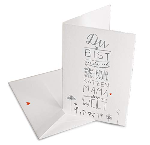 Muttertagskarte für die beste Katzen-Mama der Welt, Glückwunschkarte oder Grußkarte zu Muttertag, Geburtstag, Klappkarte aus Bütte MIT Umschlag von Eine der Guten