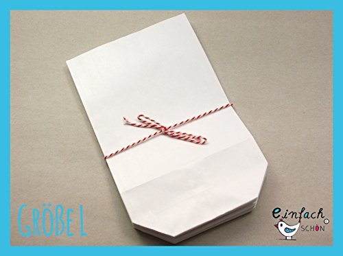 25 Bodenbeutel Geschenktüten Kraftpapierbeutel Tüten Kraftpapiertüten Papiertüten weiß Gr. L 20x22,5x8cm für für Adventskalender, Geschenke oder Überraschungen zum Befüllen von EinfachSchön
