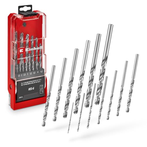 Original Einhell 13-tlg. HSS-G Metallbohrer-Set (HSS 4241 Stahl, hochglanzpoliert, 135°-Split-Point-Spitze, gefräste Typ N Spirale, Rundschaft inkl. Aufbewahrungskassette) von Einhell