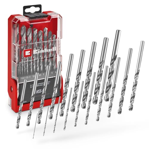 Original Einhell 19-tlg. HSS-G Metallbohrer-Set (HSS 4241 Stahl, hochglanzpoliert, 135°-Split-Point-Spitze, gefräste Typ N Spirale, Rundschaft inkl. Aufbewahrungskassette) von Einhell