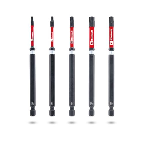Original Einhell Impact-Bit mit Doppel-Torsion, 120 mm, T10/T15/T25/T30/T40 (S2-Stahl, hohe Langlebigkeit, doppelter Torsionseffekt, roter Farbring, E 6.3 Schaft) von Einhell