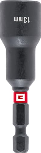 Original Einhell Magnetische Impact-Sechskant-Steckschlüssel mit 1/4" E 6.3 Schaft, 13 mm (Chrom Vanadium, Torsionszone, Dauermagnet, roter Farbring) von Einhell Accessories