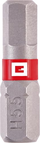 Original Einhell Standard-Bits, 3-tlg., 25 mm, Hex 5,5 (Chrom Vanadium, präzises Schrauben, gute Kontrolle, roter Farbring, C 6.3 Schaft) von Einhell Accessories