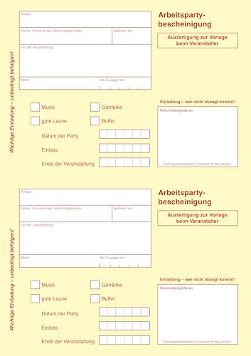 40 bis 150 Einladungskarten Geburtstag, diverse Motive, zum selber Bedrucken, professionelle Vorlagen, originell, witzig, individuell (100 Motiv Krankenschein) von Einladungen Pool