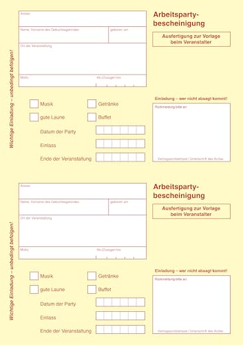 40 bis 150 Einladungskarten Geburtstag, diverse Motive, zum selber Bedrucken, professionelle Vorlagen, originell, witzig, individuell (100 Motiv Krankenschein) von Einladungen Pool