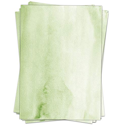 10 Blatt Briefpapier (A4) | Aquarell-Look grün | Motivpapier | edles Design Papier | beidseitig bedruckt | Bastelpapier | 90 g/m² von Einladungskarten Manufaktur Hamburg