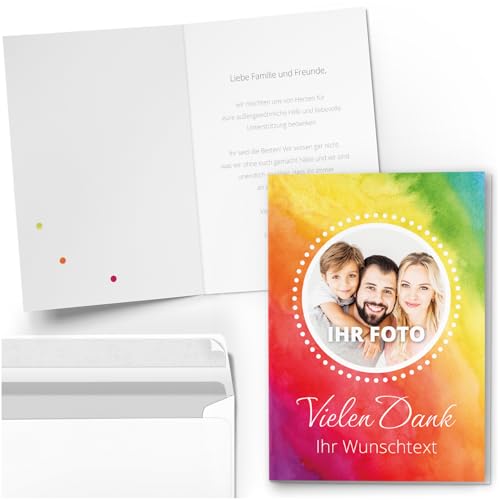 10 Dankeskarten Klappkarten Set A6 - PERSONALISIERTE Danksagungskarten Danke Hochzeit Geburtstag Taufe Konfirmation Kommunion Jugendweihe Umschlag 05 von Einladungskarten Manufaktur Hamburg
