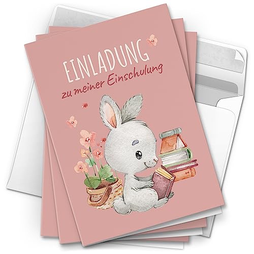 10 Einladungskarten Einschulung mit Umschlag Erste Klasse 1. Schultag Schule Klappkarten Design Rosa Mädchen Hase 10 Einladungskarten Einschulung mit Umschlag Erste Klasse 1. Schultag Schule Klappkarten Design Rosa Mädchen Hase von Einladungskarten Manufaktur Hamburg