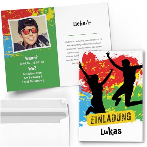 10 Einladungskarten Kindergeburtstag PERSONALISIERT mit Text und Foto | Coole Jump Trampolin Party | Kinder Geburtstag Einladung individuell anpassbar mit Umschlägen 10 Einladungskarten Kindergeburtstag PERSONALISIERT mit Text und Foto | Coole Jump Trampolin Party | Kinder Geburtstag Einladung individuell anpassbar mit Umschlägen von Einladungskarten Manufaktur Hamburg