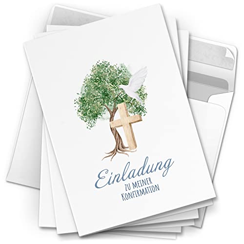 10 Einladungskarten Konfirmation - Motiv Weiße Taube Kreuz - moderne Klappkarten mit Umschlägen - Einladungen zu Konfirmationsfeier Einladung Karten 10 Einladungskarten Konfirmation - Motiv Weiße Taube Kreuz - moderne Klappkarten mit Umschlägen - Einladungen zu Konfirmationsfeier Einladung Karten von Einladungskarten Manufaktur Hamburg