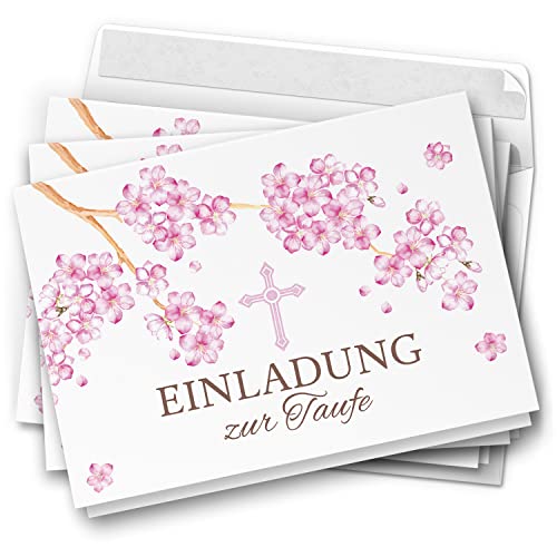 10 Einladungskarten Taufe - Motiv Kirschblüte rosa - moderne Klappkarten mit Umschlägen - Einladungen zu Taufe Kirche Einladung Karten 10 Einladungskarten Taufe - Motiv Kirschblüte rosa - moderne Klappkarten mit Umschlägen - Einladungen zu Taufe Kirche Einladung Karten von Einladungskarten Manufaktur Hamburg