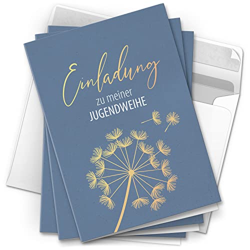 10 Jugendweihe Einladungskarten Jungen - Motiv Blau Pusteblume - moderne Einladungen Klappkarten mit Umschlägen 10 Jugendweihe Einladungskarten Jungen - Motiv Blau Pusteblume - moderne Einladungen Klappkarten mit Umschlägen von Einladungskarten Manufaktur Hamburg