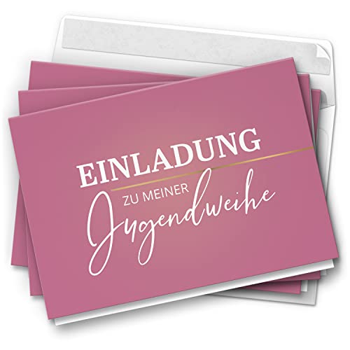 10 Jugendweihe Einladungskarten Mädchen - Motiv Rosa Edel - moderne Einladungen Klappkarten mit Umschlägen 10 Jugendweihe Einladungskarten Mädchen - Motiv Rosa Edel - moderne Einladungen Klappkarten mit Umschlägen von Einladungskarten Manufaktur Hamburg