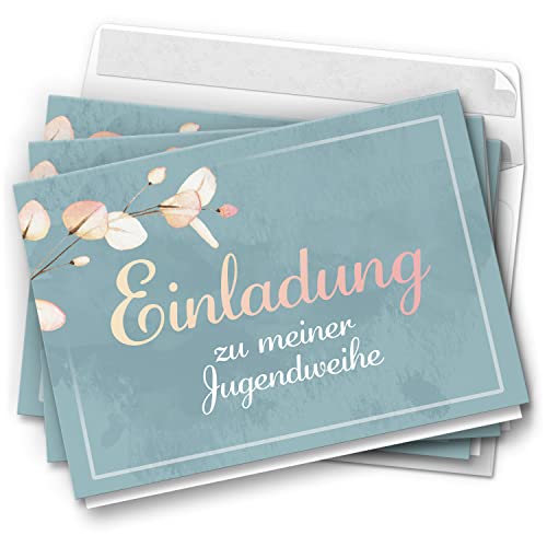 10 Jugendweihe Einladungskarten Mädchen - Motiv Verzauberte Weihe - moderne Einladungen Klappkarten mit Umschlägen von Einladungskarten Manufaktur Hamburg