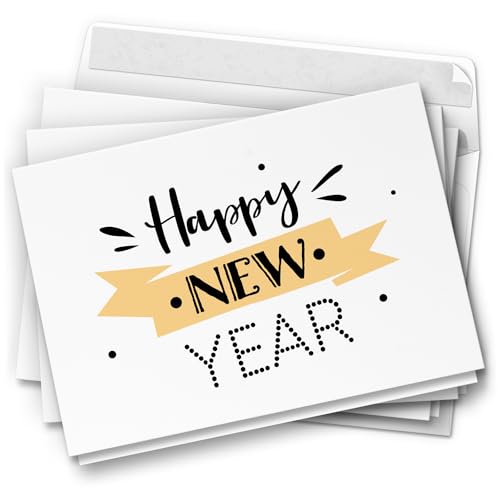 10 Neujahrskarten Grußkarten 2025 Neujahr Silvester - Klappkarten mit Umschlägen - Neujahrsgrüße HAPPY NEW YEAR 10 Neujahrskarten Grußkarten 2025 Neujahr Silvester - Klappkarten mit Umschlägen - Neujahrsgrüße HAPPY NEW YEAR von Einladungskarten Manufaktur Hamburg