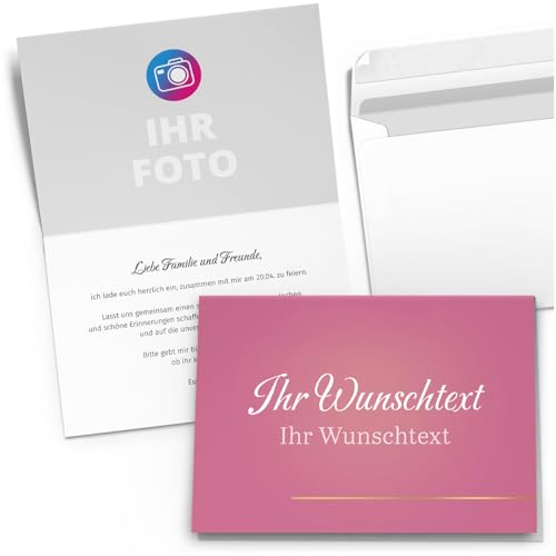 10 PERSONALISIERTE Einladungskarten für Geburtstag Hochzeit Kommunion Konfirmation Jugendweihe Einladung Karten mit eigenem Text und Foto Rosa Gold Look 10 PERSONALISIERTE Einladungskarten für Geburtstag Hochzeit Kommunion Konfirmation Jugendweihe Einladung Karten mit eigenem Text und Foto Rosa Gold Look von Einladungskarten Manufaktur Hamburg