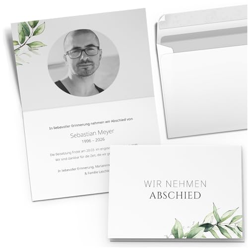 10 PERSONALISIERTE Trauerkarten mit eigenem Text und Foto | Individuell anpassbare Trauer Klappkarten mit Umschlägen | Karten Design 12 10 PERSONALISIERTE Trauerkarten mit eigenem Text und Foto | Individuell anpassbare Trauer Klappkarten mit Umschlägen | Karten Design 12 von Einladungskarten Manufaktur Hamburg