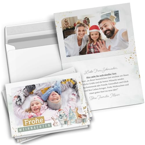 10 Personalisierte Weihnachtskarten mit Ihrem Text und Foto - Niedliche Tiere 2 - individueller Weihnachtsgruß edel Grußkarte Weihnachten Klappkarten mit Umschlägen von Einladungskarten Manufaktur Hamburg