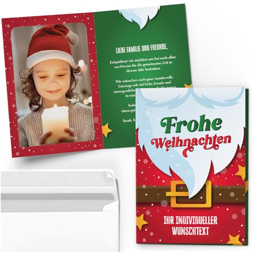 10 Personalisierte Weihnachtskarten mit Ihrem Text und Foto - Weihnachtsmann Bart - individueller Weihnachtsgruß Grußkarte Weihnachten Klappkarten mit Umschlägen 10 Personalisierte Weihnachtskarten mit Ihrem Text und Foto - Weihnachtsmann Bart - individueller Weihnachtsgruß Grußkarte Weihnachten Klappkarten mit Umschlägen von Einladungskarten Manufaktur Hamburg
