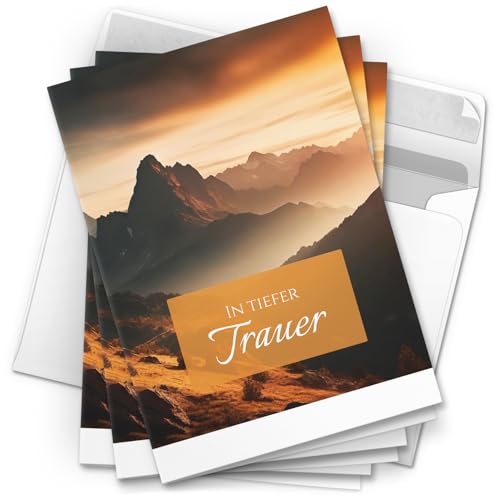 10 Trauerkarten mit Umschlag – Einladung zur Beerdigung oder Trauerfeier | Abschied | Hochwertige Klappkarten zur Todesanzeige – Motiv: Berge neblig 10 Trauerkarten mit Umschlag – Einladung zur Beerdigung oder Trauerfeier | Abschied | Hochwertige Klappkarten zur Todesanzeige – Motiv: Berge neblig von Einladungskarten Manufaktur Hamburg