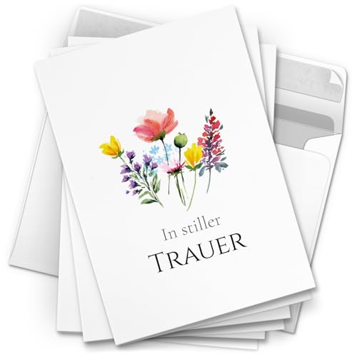 10 Trauerkarten mit Umschlag – Einladung zur Beerdigung oder Trauerfeier | Abschied | Hochwertige Klappkarten zur Todesanzeige – Motiv: Blumen Bunt 10 Trauerkarten mit Umschlag – Einladung zur Beerdigung oder Trauerfeier | Abschied | Hochwertige Klappkarten zur Todesanzeige – Motiv: Blumen Bunt von Einladungskarten Manufaktur Hamburg