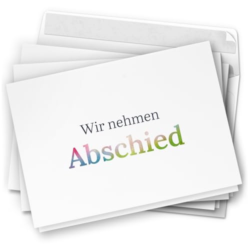 10 Trauerkarten mit Umschlag – Einladung zur Beerdigung oder Trauerfeier | Abschied | Hochwertige Klappkarten zur Todesanzeige – Motiv: Bunt 2 von Einladungskarten Manufaktur Hamburg