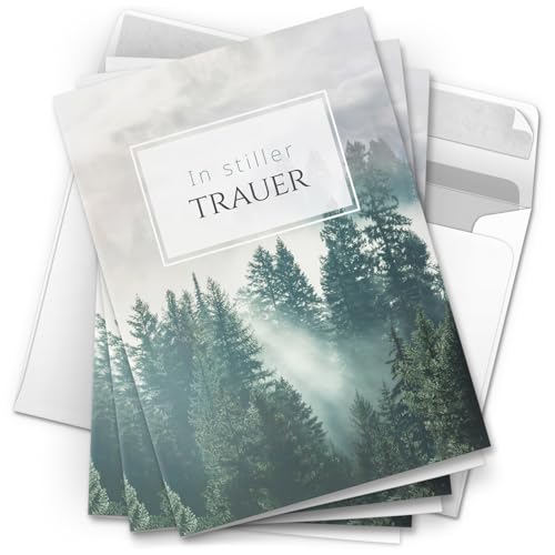 10 Trauerkarten mit Umschlag – Einladung zur Beerdigung oder Trauerfeier | Abschied | Hochwertige Klappkarten zur Todesanzeige – Motiv: Lichtung Berg 10 Trauerkarten mit Umschlag – Einladung zur Beerdigung oder Trauerfeier | Abschied | Hochwertige Klappkarten zur Todesanzeige – Motiv: Lichtung Berg von Einladungskarten Manufaktur Hamburg