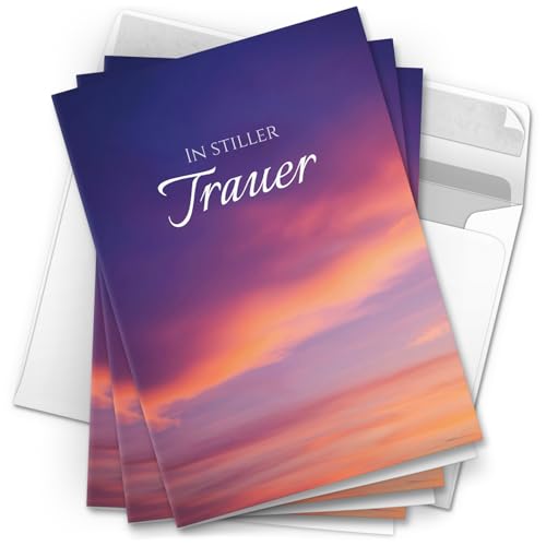 10 Trauerkarten mit Umschlag – Einladung zur Beerdigung oder Trauerfeier | Abschied | Hochwertige Klappkarten zur Todesanzeige – Motiv: Lila Wolken 10 Trauerkarten mit Umschlag – Einladung zur Beerdigung oder Trauerfeier | Abschied | Hochwertige Klappkarten zur Todesanzeige – Motiv: Lila Wolken von Einladungskarten Manufaktur Hamburg