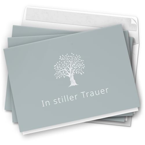 10 Trauerkarten mit Umschlag – Einladung zur Beerdigung oder Trauerfeier | Abschied | Hochwertige Klappkarten zur Todesanzeige – Motiv: Zarter Baum 10 Trauerkarten mit Umschlag – Einladung zur Beerdigung oder Trauerfeier | Abschied | Hochwertige Klappkarten zur Todesanzeige – Motiv: Zarter Baum von Einladungskarten Manufaktur Hamburg