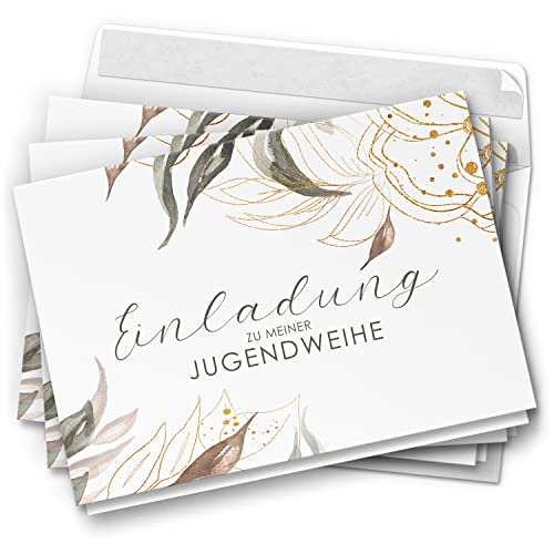 10 moderne Jugendweihe Einladungskarten - Motiv Moderne Romantik - Design Klappkarten Einladung Karten mit Umschlag von Einladungskarten Manufaktur Hamburg