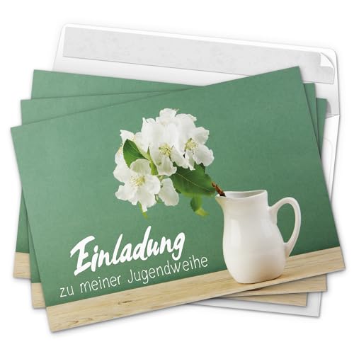 10 x Einladungskarten zur Jugendweihe mit Umschlag/Blume weiss für Mädchen und Jungen/Jugendweihekarten/Einladungen zur Feier 10 x Einladungskarten zur Jugendweihe mit Umschlag/Blume weiss für Mädchen und Jungen/Jugendweihekarten/Einladungen zur Feier von Einladungskarten Manufaktur Hamburg