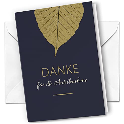 10 x Trauer Danksagungskarten Klappkarten mit Umschlag DIN A6, Trauerkarten Blattdruck, Danke Sagen nach Beerdigung, Trauerfall von Einladungskarten Manufaktur Hamburg