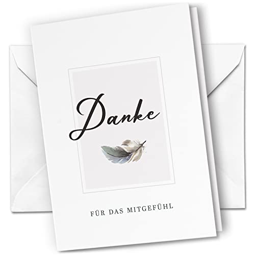 Danksagungskarten Trauer – 10 Klappkarten mit Umschlägen – Motiv: Feder Edel Schlicht – Trauerkarten Danksagung mit Text – Dankeskarten Trauer nach Beerdigung Danksagungskarten Trauer – 10 Klappkarten mit Umschlägen – Motiv: Feder Edel Schlicht – Trauerkarten Danksagung mit Text – Dankeskarten Trauer nach Beerdigung von Einladungskarten Manufaktur Hamburg