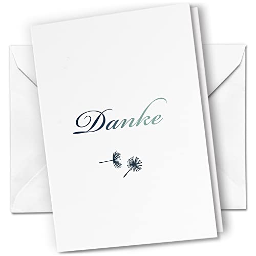 Danksagungskarten Trauer – 10 Klappkarten mit Umschlägen – Motiv: Kleine Pusteblumen – Trauerkarten Danksagung mit Text – Dankeskarten Trauer nach Beerdigung Danksagungskarten Trauer – 10 Klappkarten mit Umschlägen – Motiv: Kleine Pusteblumen – Trauerkarten Danksagung mit Text – Dankeskarten Trauer nach Beerdigung von Einladungskarten Manufaktur Hamburg