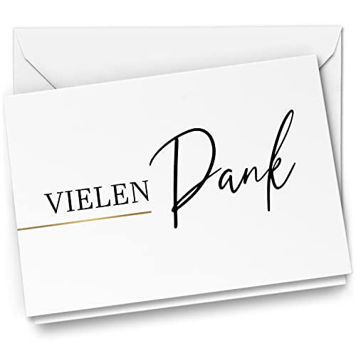 Danksagungskarten Trauer – 10 Klappkarten mit Umschlägen – Motiv: Vielen Dank Edel Schrift Goldlinie – Trauerkarten Danksagung mit Text – Dankeskarten Trauer nach Beerdigung Danksagungskarten Trauer – 10 Klappkarten mit Umschlägen – Motiv: Vielen Dank Edel Schrift Goldlinie – Trauerkarten Danksagung mit Text – Dankeskarten Trauer nach Beerdigung von Einladungskarten Manufaktur Hamburg