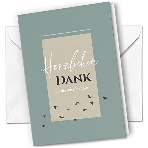 10 x Trauer Danksagungskarten Klappkarten mit Umschlag DIN A6, Trauerkarten Vögel fliegen, Danke Sagen nach Beerdigung, Trauerfall von Einladungskarten Manufaktur Hamburg