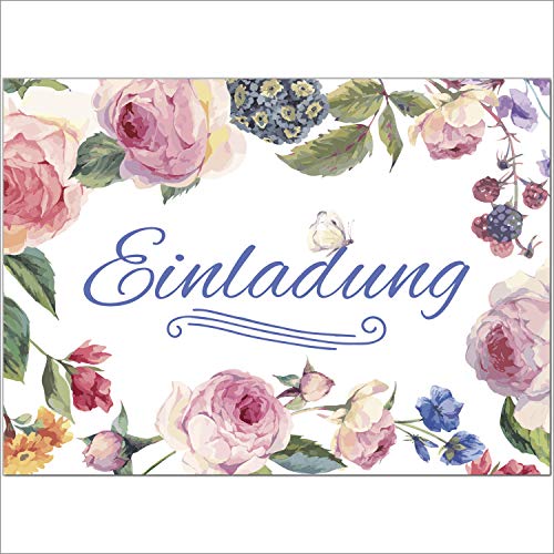 12 x Einladungskarten und 12 Umschläge im Set für jeden Anlass/Rosen Vintage Schmetterling/Einladung Geburtstag/Party/Einweihung/Feier/Geburtstagseinladungen Din A6 12 x Einladungskarten und 12 Umschläge im Set für jeden Anlass/Rosen Vintage Schmetterling/Einladung Geburtstag/Party/Einweihung/Feier/Geburtstagseinladungen Din A6 von Einladungskarten Manufaktur Hamburg