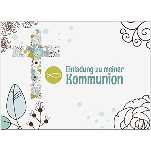 10 x Einladungskarten Kommunion mit Umschlag/Moderne Details Türkis mit Fisch/Kommunionskarten/Einladungen zur Feier 10 x Einladungskarten Kommunion mit Umschlag/Moderne Details Türkis mit Fisch/Kommunionskarten/Einladungen zur Feier von Einladungskarten Manufaktur Hamburg
