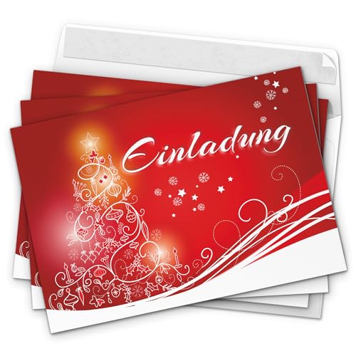 10 x Einladungskarten mit Umschlag zur Weihnachtsfeier/Motiv: rot modern für Weihnachtsfeiern/Weihnachten/Christmas Party/Einladung/für Firmen von Einladungskarten Manufaktur Hamburg