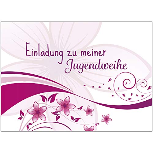 10 x Einladungskarten zur Jugendweihe mit Umschlag/Rosa Blumenmuster für Mädchen/Jugendweihekarten/Einladungen zur Feier 10 x Einladungskarten zur Jugendweihe mit Umschlag/Rosa Blumenmuster für Mädchen/Jugendweihekarten/Einladungen zur Feier von Einladungskarten Manufaktur Hamburg