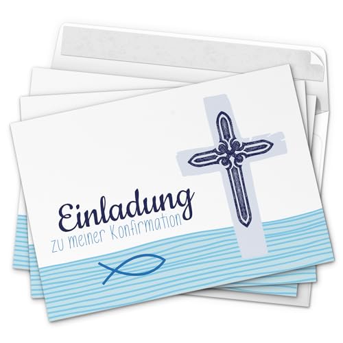 10 x Einladungskarten zur Konfirmation mit Umschlägen/zu meiner Konfirmation, blau/Konfirmationskarten/Einladungen zur Feier 10 x Einladungskarten zur Konfirmation mit Umschlägen/zu meiner Konfirmation, blau/Konfirmationskarten/Einladungen zur Feier von Einladungskarten Manufaktur Hamburg
