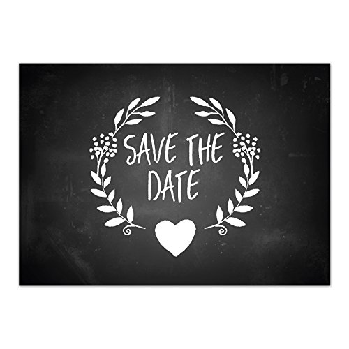 15 x Save the Date Karten mit Umschlag / Tafellook schwarz mit weißer Schrift / Hochzeit / Heiraten / Geburtstag / Einladung / Verkündung 15 x Save the Date Karten mit Umschlag / Tafellook schwarz mit weißer Schrift / Hochzeit / Heiraten / Geburtstag / Einladung / Verkündung von Einladungskarten Manufaktur Hamburg