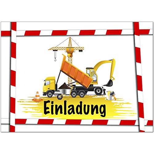 8 Einladungskarten Kindergeburtstag mit Umschlägen, Baustellen Fahrzeuge, Karte Geburtstag Einladung zum Ausfüllen 8 Einladungskarten Kindergeburtstag mit Umschlägen, Baustellen Fahrzeuge, Karte Geburtstag Einladung zum Ausfüllen von Einladungskarten Manufaktur Hamburg
