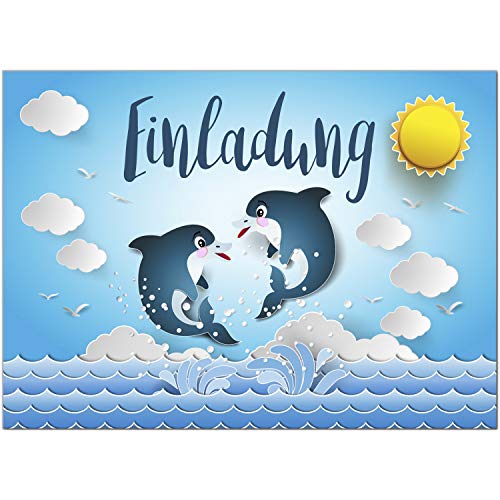 16 Einladungskarten zum Kindergeburtstag Motiv: 2 Delfine/Schimmen Schwimmbad - Einladungen für Kinder zum Geburtstag im Set 16 Einladungskarten zum Kindergeburtstag Motiv: 2 Delfine/Schimmen Schwimmbad - Einladungen für Kinder zum Geburtstag im Set von Einladungskarten Manufaktur Hamburg
