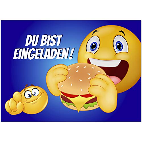 8 Einladungskarten Kindergeburtstag mit Umschlägen, Burger Essen, Karte Geburtstag Einladung zum Ausfüllen von Einladungskarten Manufaktur Hamburg