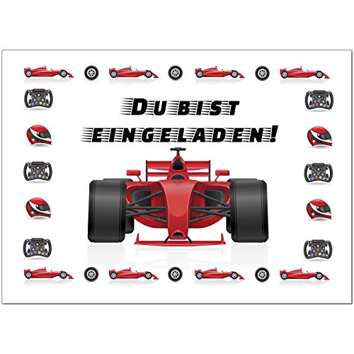 8 Einladungskarten Kindergeburtstag mit Umschlägen, Formel 1 Rennauto, Karte Geburtstag Einladung zum Ausfüllen 8 Einladungskarten Kindergeburtstag mit Umschlägen, Formel 1 Rennauto, Karte Geburtstag Einladung zum Ausfüllen von Einladungskarten Manufaktur Hamburg