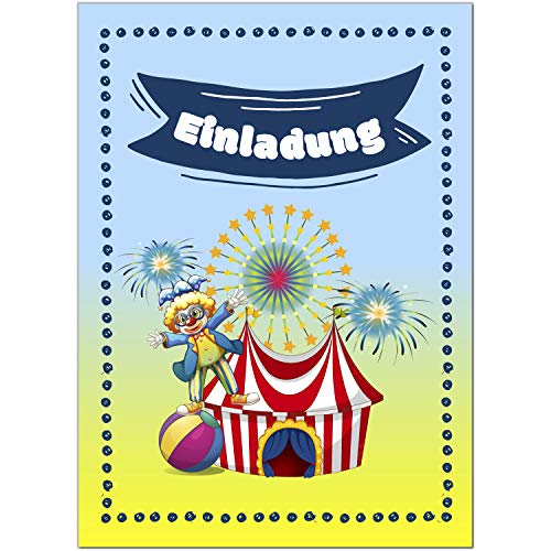 8 Einladungskarten Kindergeburtstag mit Umschlägen, Zirkus, Karte Geburtstag Einladung zum Ausfüllen 8 Einladungskarten Kindergeburtstag mit Umschlägen, Zirkus, Karte Geburtstag Einladung zum Ausfüllen von Einladungskarten Manufaktur Hamburg