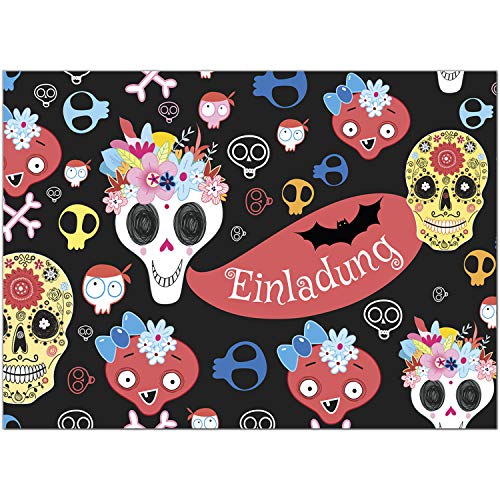 16 Halloween Einladungen - Bunte Totenköpfe und Geister - Tolle Einladungskarten für die Halloween-Party für Kinder und Erwachsene 16 Halloween Einladungen - Bunte Totenköpfe und Geister - Tolle Einladungskarten für die Halloween-Party für Kinder und Erwachsene von Einladungskarten Manufaktur Hamburg