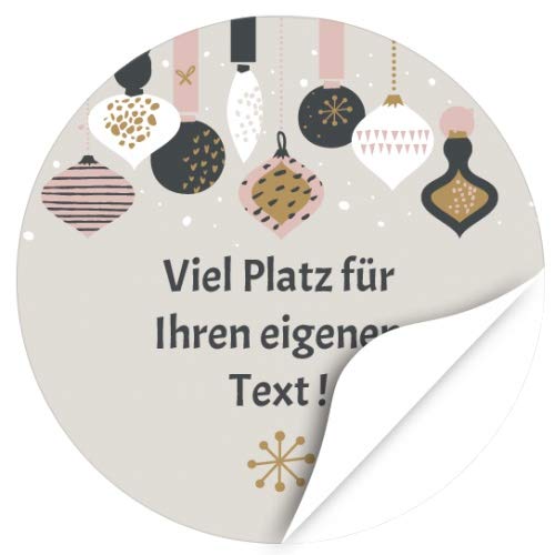 24 PERSONALISIERTE Weihnachtsaufkleber, Motiv Weihnachtskugeln modern beige - Privat, Geschäftlich, als Einladung oder zu Geschenken vielfältig und individuell einsetzbar von Einladungskarten Manufaktur Hamburg